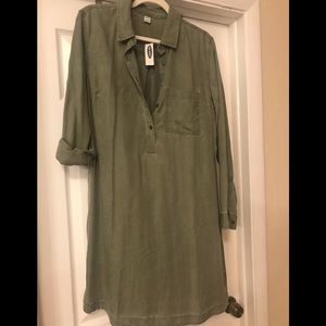 Old Navy- shirt Dress Olive Green